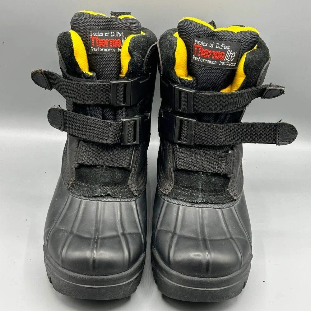 Bass Zamboni Snow‎ Boots Men 3 Winter Black Leather Rubber Thermolite Insulated